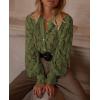 imagePRETTYGARDEN Womens Dressy Casual Lace Blouse Long Sleeve Button Up Shirts Tops Spring Fall Fashion ClothesArmy Green