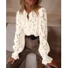 imagePRETTYGARDEN Womens Dressy Casual Lace Blouse Long Sleeve Button Up Shirts Tops Spring Fall Fashion ClothesBeige