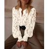 imagePRETTYGARDEN Womens Dressy Casual Lace Blouse Long Sleeve Button Up Shirts Tops Spring Fall Fashion ClothesBeige