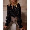 imagePRETTYGARDEN Womens Dressy Casual Lace Blouse Long Sleeve Button Up Shirts Tops Spring Fall Fashion ClothesBlack