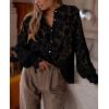 imagePRETTYGARDEN Womens Dressy Casual Lace Blouse Long Sleeve Button Up Shirts Tops Spring Fall Fashion ClothesBlack
