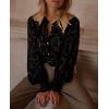 imagePRETTYGARDEN Womens Dressy Casual Lace Blouse Long Sleeve Button Up Shirts Tops Spring Fall Fashion ClothesBlack