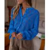 imagePRETTYGARDEN Womens Dressy Casual Lace Blouse Long Sleeve Button Up Shirts Tops Spring Fall Fashion ClothesBlue