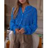 imagePRETTYGARDEN Womens Dressy Casual Lace Blouse Long Sleeve Button Up Shirts Tops Spring Fall Fashion ClothesBlue