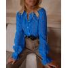 imagePRETTYGARDEN Womens Dressy Casual Lace Blouse Long Sleeve Button Up Shirts Tops Spring Fall Fashion ClothesBlue