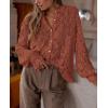 imagePRETTYGARDEN Womens Dressy Casual Lace Blouse Long Sleeve Button Up Shirts Tops Spring Fall Fashion ClothesBrick Red