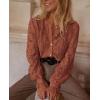 imagePRETTYGARDEN Womens Dressy Casual Lace Blouse Long Sleeve Button Up Shirts Tops Spring Fall Fashion ClothesBrick Red
