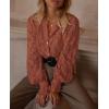 imagePRETTYGARDEN Womens Dressy Casual Lace Blouse Long Sleeve Button Up Shirts Tops Spring Fall Fashion ClothesBrick Red