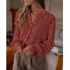 imagePRETTYGARDEN Womens Dressy Casual Lace Blouse Long Sleeve Button Up Shirts Tops Spring Fall Fashion ClothesBrown Red