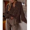 imagePRETTYGARDEN Womens Dressy Casual Lace Blouse Long Sleeve Button Up Shirts Tops Spring Fall Fashion ClothesCoffee