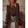 imagePRETTYGARDEN Womens Dressy Casual Lace Blouse Long Sleeve Button Up Shirts Tops Spring Fall Fashion ClothesCoffee