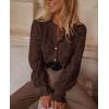 imagePRETTYGARDEN Womens Dressy Casual Lace Blouse Long Sleeve Button Up Shirts Tops Spring Fall Fashion ClothesCoffee