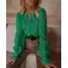 imagePRETTYGARDEN Womens Dressy Casual Lace Blouse Long Sleeve Button Up Shirts Tops Spring Fall Fashion ClothesDark Green