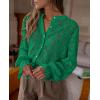 imagePRETTYGARDEN Womens Dressy Casual Lace Blouse Long Sleeve Button Up Shirts Tops Spring Fall Fashion ClothesDark Green