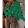 imagePRETTYGARDEN Womens Dressy Casual Lace Blouse Long Sleeve Button Up Shirts Tops Spring Fall Fashion ClothesDark Green