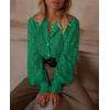 imagePRETTYGARDEN Womens Dressy Casual Lace Blouse Long Sleeve Button Up Shirts Tops Spring Fall Fashion ClothesDark Green