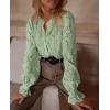 imagePRETTYGARDEN Womens Dressy Casual Lace Blouse Long Sleeve Button Up Shirts Tops Spring Fall Fashion ClothesDusty Green
