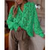 imagePRETTYGARDEN Womens Dressy Casual Lace Blouse Long Sleeve Button Up Shirts Tops Spring Fall Fashion ClothesGreen