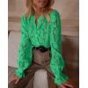 imagePRETTYGARDEN Womens Dressy Casual Lace Blouse Long Sleeve Button Up Shirts Tops Spring Fall Fashion ClothesGreen