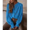 imagePRETTYGARDEN Womens Dressy Casual Lace Blouse Long Sleeve Button Up Shirts Tops Spring Fall Fashion ClothesGrey Blue