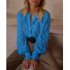 imagePRETTYGARDEN Womens Dressy Casual Lace Blouse Long Sleeve Button Up Shirts Tops Spring Fall Fashion ClothesGrey Blue
