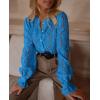 imagePRETTYGARDEN Womens Dressy Casual Lace Blouse Long Sleeve Button Up Shirts Tops Spring Fall Fashion ClothesGrey Blue