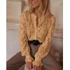 imagePRETTYGARDEN Womens Dressy Casual Lace Blouse Long Sleeve Button Up Shirts Tops Spring Fall Fashion ClothesKhaki