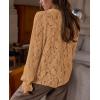 imagePRETTYGARDEN Womens Dressy Casual Lace Blouse Long Sleeve Button Up Shirts Tops Spring Fall Fashion ClothesKhaki