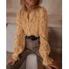 imagePRETTYGARDEN Womens Dressy Casual Lace Blouse Long Sleeve Button Up Shirts Tops Spring Fall Fashion ClothesKhaki