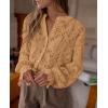 imagePRETTYGARDEN Womens Dressy Casual Lace Blouse Long Sleeve Button Up Shirts Tops Spring Fall Fashion ClothesKhaki
