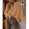 imagePRETTYGARDEN Womens Dressy Casual Lace Blouse Long Sleeve Button Up Shirts Tops Spring Fall Fashion ClothesKhaki