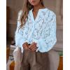 imagePRETTYGARDEN Womens Dressy Casual Lace Blouse Long Sleeve Button Up Shirts Tops Spring Fall Fashion ClothesLight Blue