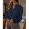 imagePRETTYGARDEN Womens Dressy Casual Lace Blouse Long Sleeve Button Up Shirts Tops Spring Fall Fashion ClothesNavy