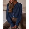 imagePRETTYGARDEN Womens Dressy Casual Lace Blouse Long Sleeve Button Up Shirts Tops Spring Fall Fashion ClothesNavy