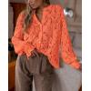 imagePRETTYGARDEN Womens Dressy Casual Lace Blouse Long Sleeve Button Up Shirts Tops Spring Fall Fashion ClothesOrange