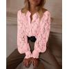 imagePRETTYGARDEN Womens Dressy Casual Lace Blouse Long Sleeve Button Up Shirts Tops Spring Fall Fashion ClothesPink