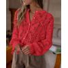 imagePRETTYGARDEN Womens Dressy Casual Lace Blouse Long Sleeve Button Up Shirts Tops Spring Fall Fashion ClothesRed