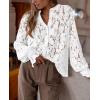 imagePRETTYGARDEN Womens Dressy Casual Lace Blouse Long Sleeve Button Up Shirts Tops Spring Fall Fashion ClothesWhite