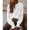 imagePRETTYGARDEN Womens Dressy Casual Lace Blouse Long Sleeve Button Up Shirts Tops Spring Fall Fashion ClothesWhite