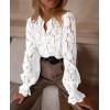 imagePRETTYGARDEN Womens Dressy Casual Lace Blouse Long Sleeve Button Up Shirts Tops Spring Fall Fashion ClothesWhite