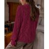 imagePRETTYGARDEN Womens Dressy Casual Lace Blouse Long Sleeve Button Up Shirts Tops Spring Fall Fashion ClothesWine Red
