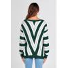 imagePRETTYGARDEN Womens Fashion Long Sleeve Striped Color Block Knitted Sweater Crew Neck Loose Pullover Jumper TopsStriped Dark Green