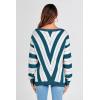 imagePRETTYGARDEN Womens Fashion Long Sleeve Striped Color Block Knitted Sweater Crew Neck Loose Pullover Jumper TopsStriped Denim Blue