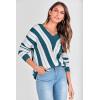 imagePRETTYGARDEN Womens Fashion Long Sleeve Striped Color Block Knitted Sweater Crew Neck Loose Pullover Jumper TopsStriped Denim Blue