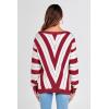 imagePRETTYGARDEN Womens Fashion Long Sleeve Striped Color Block Knitted Sweater Crew Neck Loose Pullover Jumper TopsStriped Red