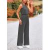 imagePRETTYGARDEN Womens Jumpsuits Summer Casual One Piece Outfits Sleeveless Wide Leg Long Pants RompersDark Grey