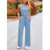 imagePRETTYGARDEN Womens Jumpsuits Summer Casual One Piece Outfits Sleeveless Wide Leg Long Pants RompersLight Blue