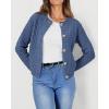 imagePRETTYGARDEN Womens Knit Cardigan Sweaters Casual Long Sleeve Open Front Button Down Trendy Jackets OuterwearGrey Blue