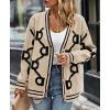 imagePRETTYGARDEN Womens Spring Fall Chunky Knit Cardigan Sweaters Casual Open Front Button Up Winter Coats OuterwearKhaki Black