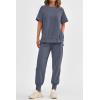 imagePRETTYGARDEN Womens Summer 2 Piece Outfit Tracksuits Casual Short Sleeve Tops High Waisted Sweatpants SetGrey Blue